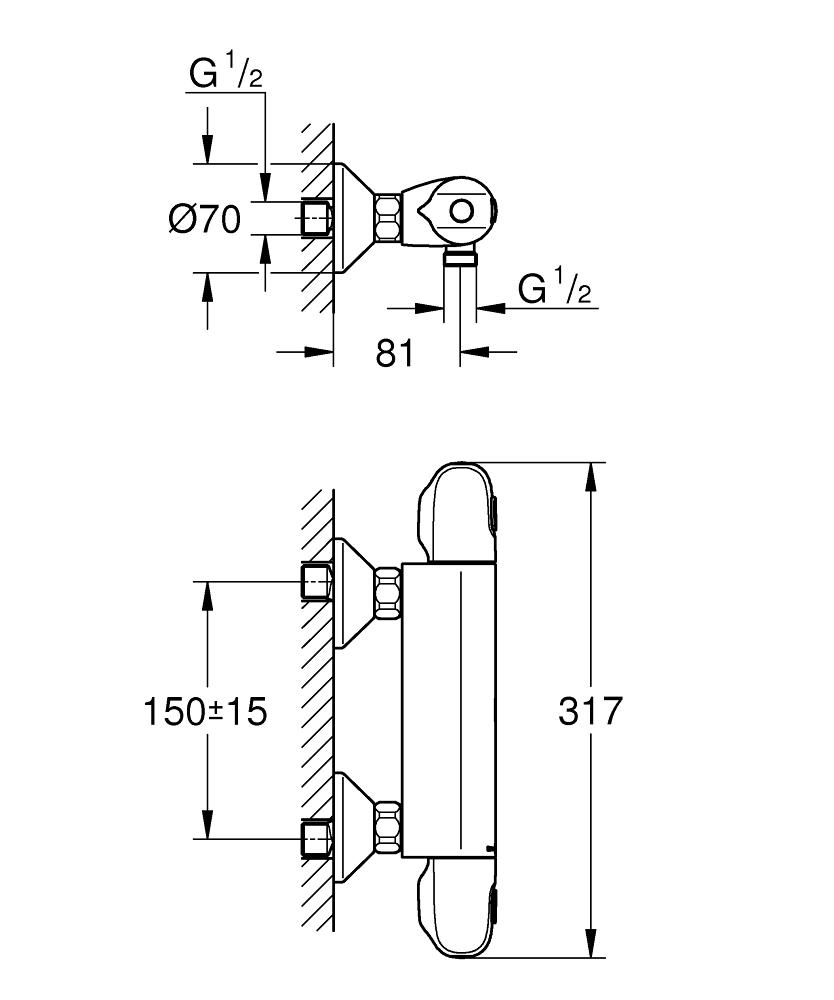  Grohtherm 1000 Термостат для душа, DN 15  34143003